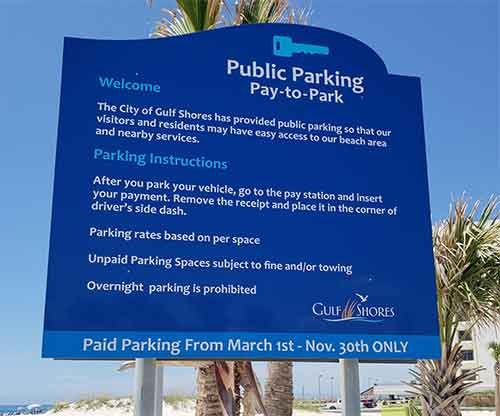 Gulf Place Beach Parking Sign